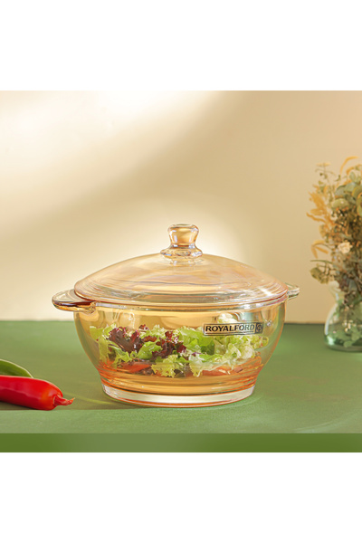 ROYALFORD وعاء زجاجي دائري مع غطاء-RF12212