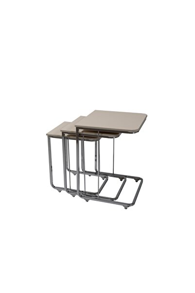 Vivense VEGAS ZİGON SEHPA, ÜÇLÜ, KREM, NİKEL