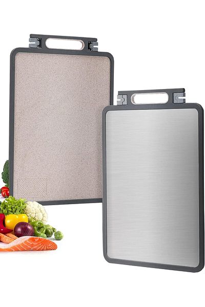 COOYA Double Sided Cutting Boards, Stainless Steel, Anti-Mildew Non-slip, Durable Kitchen Tools