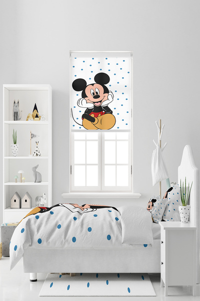 BelezaHome Blue Polka Dot Mickey Mouse Single Baby Kids Bedding Set