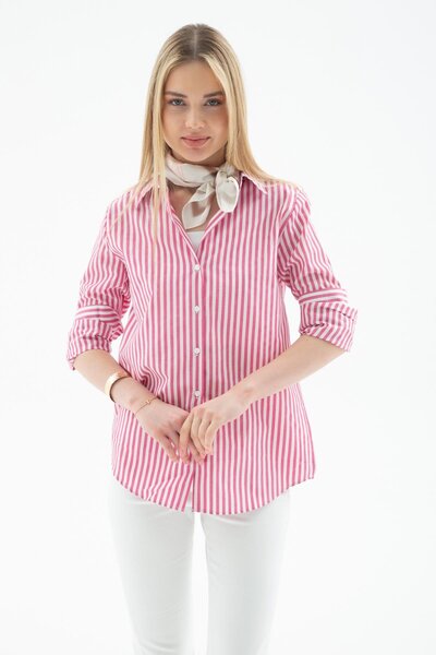 Fashion Friends Pink Striped Oversize Shirt