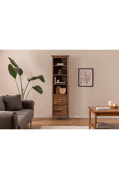 Vivense RANCH ÇEKMECELİ KİTAPLIK, 4 RAFLI, CEVİZ