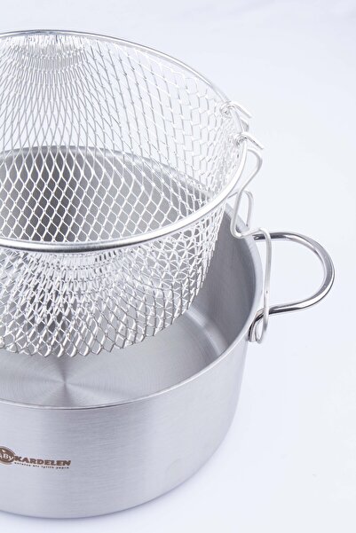 BYKARDELEN Fryer Stainless Steel Pot with Lid No:22 Inox