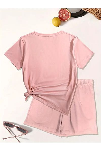 PENTHİLUS 2 Piece Set Floral Print Short Sleeve T-Shirt and Shorts