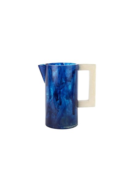 Mikasa Moor Koyu Mavi Beyaz Kulplu Sürahi 12x22x24cm