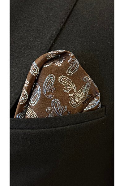 Dearmise Premium γραβάτα και μαντήλι με καφέ σάλι με κουτί δώρου