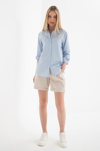 Fashion Friends Cămașă oversize cu dungi albastre