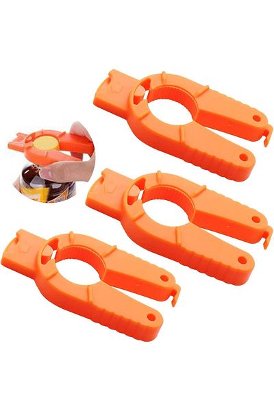 COOYA Multifunctional Bottle Can Opener, Ergonomic Lid Seal Remover, for Weak Hands, Elderly 3 Pcs(Orange)