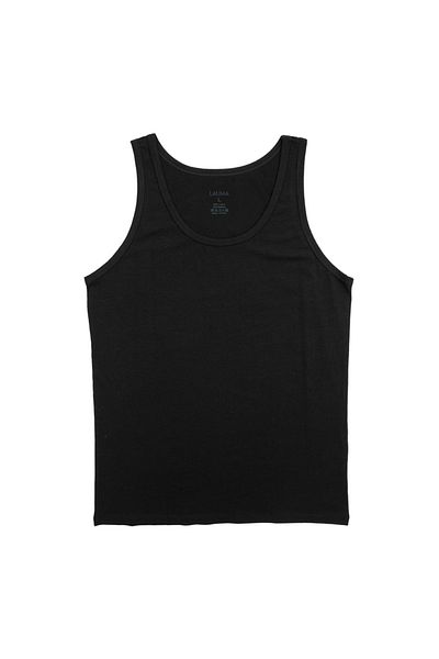 LAUMA Black Single Wide Collar Combed Cotton Men's Undershirt