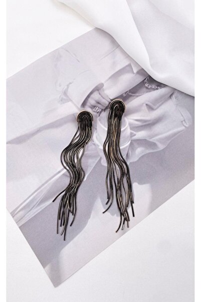 Sacha Accessories Geometrik Siyah Gold Küpe