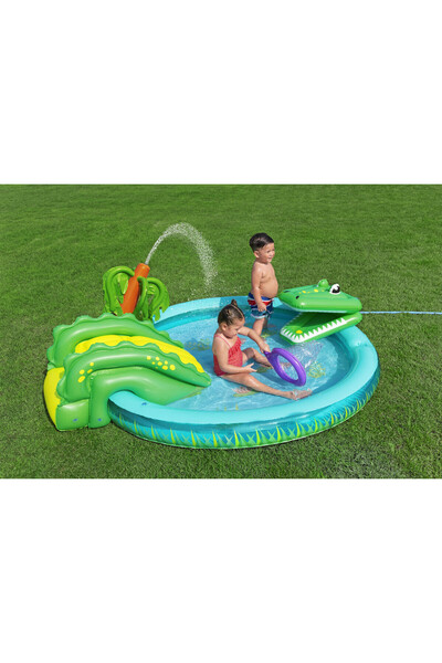 BESTWAY Play Center Crocodile Cove 224x181x72cm | Kiddie Pool with Slide | For Toddlers and Kids