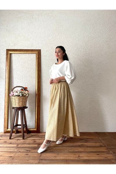 KÜÇÜĞÜM BUTİK Yellow Crispy Poplin Flared Skirt
