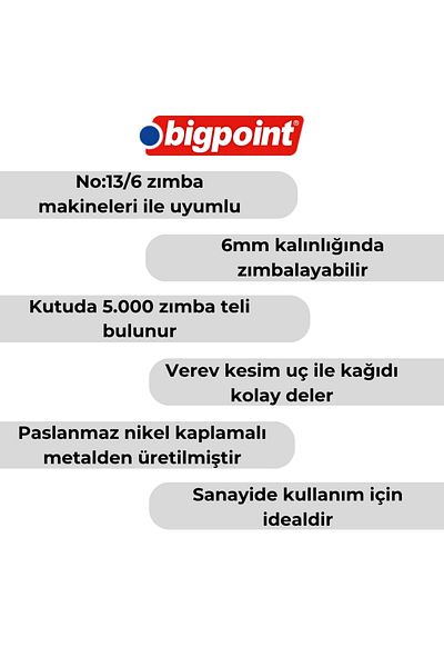 Bigpoint دبابيس سماكة 6 مم رقم: 13/6، 5000 قطعة
