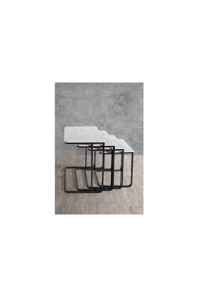 Vivense VEGAS ZİGON SEHPA, TEK RENK MERMER DESEN