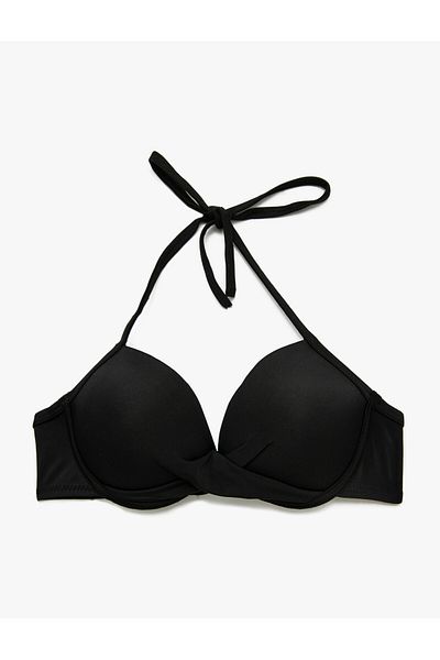 DEEP BEACH Black Low-Cut Snap-On Bikini Top Db20021Bu