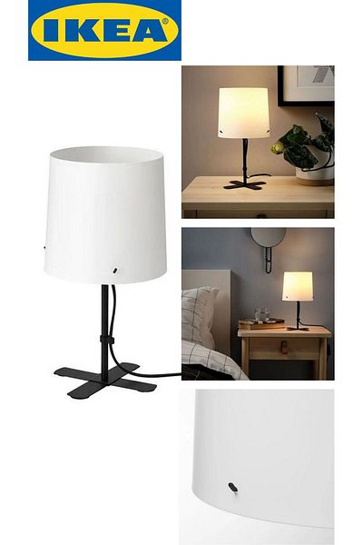 IKEA Black MEDITERRANEO BARLAST BLACK WHITE 31 cm LAMPSHADE TABLE LAMP Modern E14 Metal 1 31 - 45