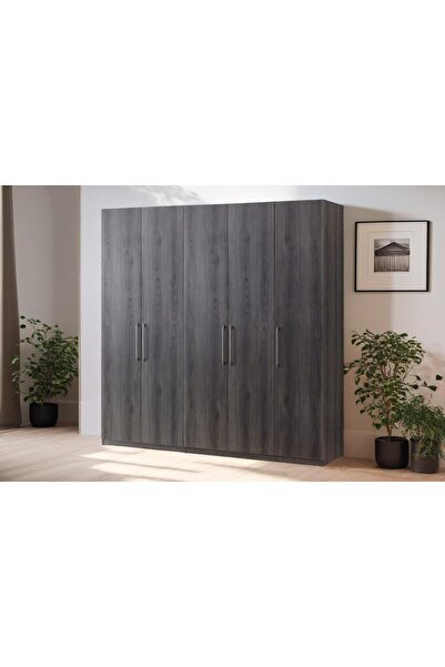 Vivense PANDOR NOX GARDIROP, KOYU CEVİZ, 5 KAPAKLI