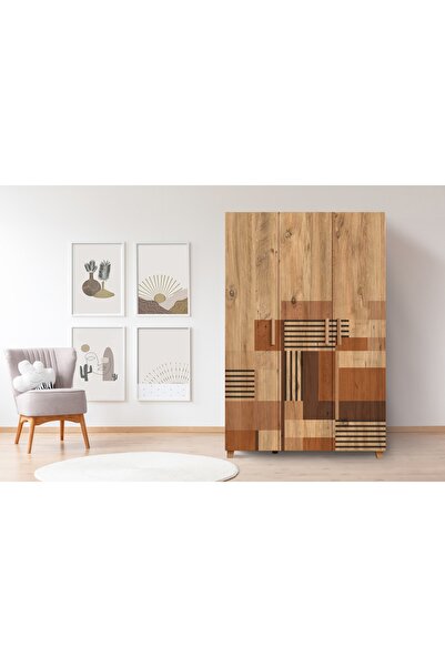 Vivense LEVA COLORBLOCK GARDIROP, ATLANTİK, 3 Kapaklı