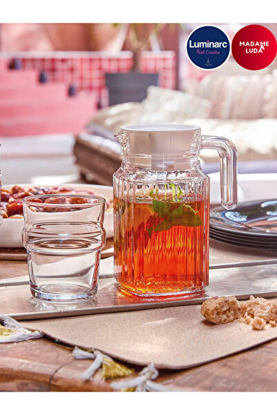 Luminarc Krug Quadro Borosilikat Sıcak-soğuk Kapaklı 600 ML-Cam Buzdolabı Sürahisi-Sütlük-Su-Limonata-Baş Ucu