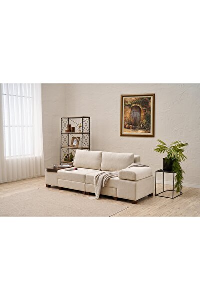 Vivense Perenna Yataklı Üçlü Koltuk, Şönil, Krem