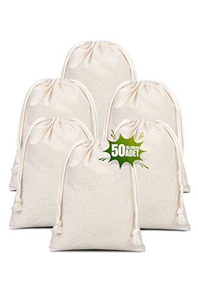 Pamusan كيس قماش خام - مقاس 15×20 سم - 50 قطعة