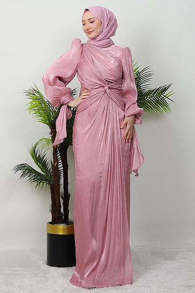 GİYZAMİLA Βραδινό φόρεμα Soft Silk Orchid Ροζ