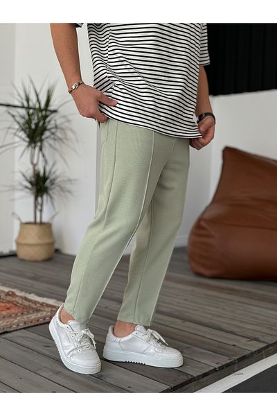 BYBASICMAN Green Stitched Waffle Fabric Trousers Ke-5036/5043