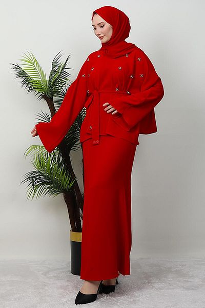 GİYZAMİLA Reddi Stone Skirted Double Suit