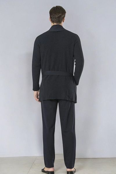 Pierre Cardin Men's Navy Blue Groom Knitwear Pajama Set 5-Piece Dowry Set