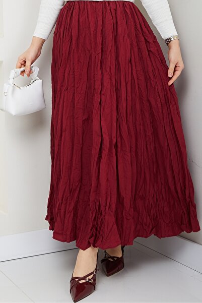 Bestenur Bohemian Skirt with Krash 1398 - Burgundy