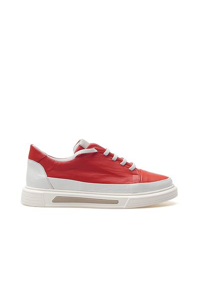 Mammamia Women's Genuine Leather Casual Sneaker Shoes 25Y D25Ya-3525 Z Red