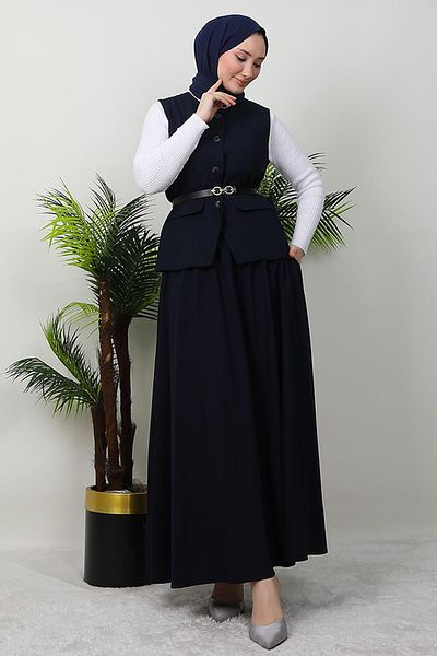KAWEL Σετ φούστα με γιλέκο Navy Blue