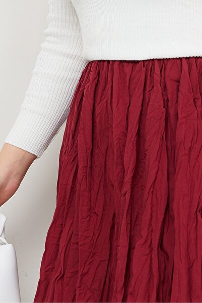 Bestenur Bohemian Skirt with Krash 1398 - Burgundy