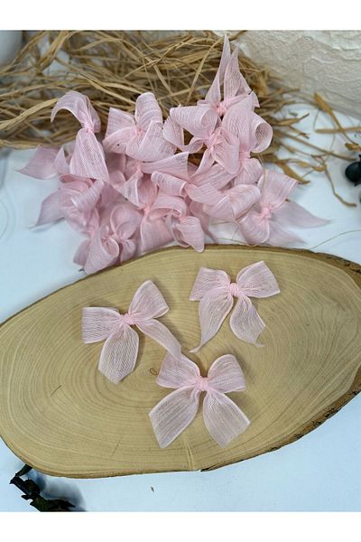 LAYLAEVENTS Linen Ribbon Ready Bow -30 Pieces-Powder Pink