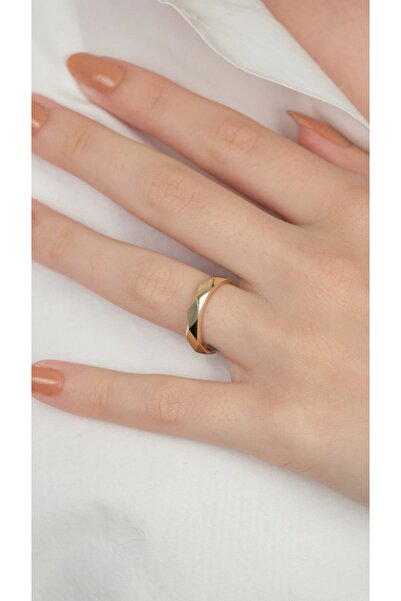 Arpaş 14 Ayar Altın Geometrik Şekilli Sade Yüzük