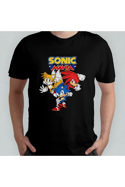 Pixxa Sonic the Hedgehog Hedgehog Unisex 100% Cotton Crew Neck T-Shirt Model 7