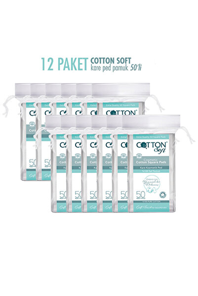 Cotton Soft KOZMETİK KARE PED 50Lİ * 12 Lİ PAKET