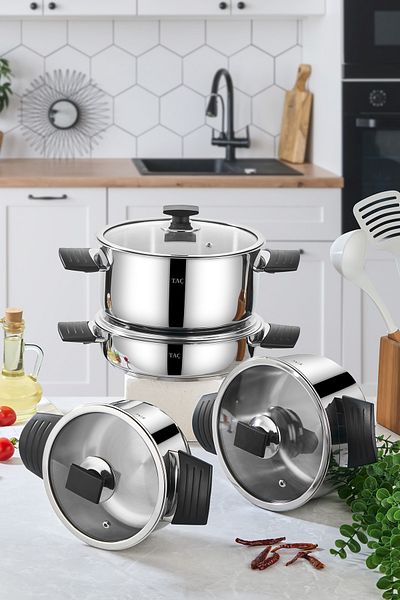 Taç Bengü Pro 8 Piece Steel Cookware Set (Bakelite Handle)