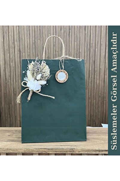 GİZPAK Kraft Burgu Saplı Çanta Nefti Yeşil 25x31x12cm 50 adet