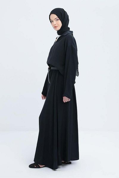 ALLDAY Black-V Collar Modal Skirt Suit