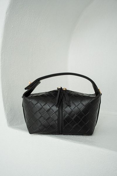 LAMİNTA Geantă de mână pentru femei Blake Black Knitted Pattern