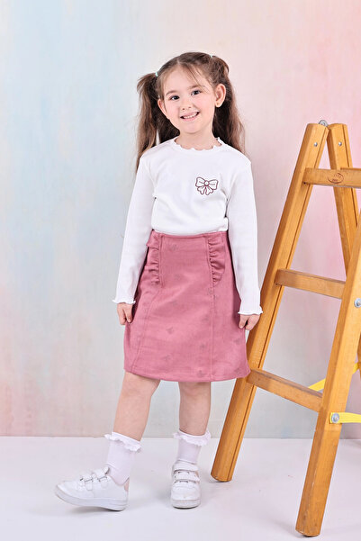My Hanne Fiyonk Nakışlı Kız Çocuk Etekli Takım 50652