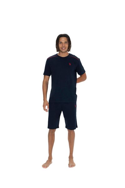 U.S. Polo Assn. U.S. Polo Assn. Men's Round Neck Short Sleeve Shorts Striped 3-Piece Pajamas Set