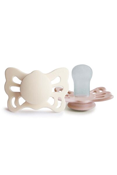 Frigg Butterfly Ikili Silikon Emzik - Cream / Blush 0-6 Ay