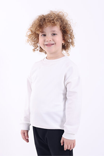 Lovexi Oversize Basic  Mevsimlik Beyaz Çocuk Sweatshirt