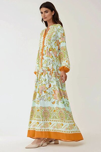 Hiccup Printed Long Sleeve Viscose Maxi Dress