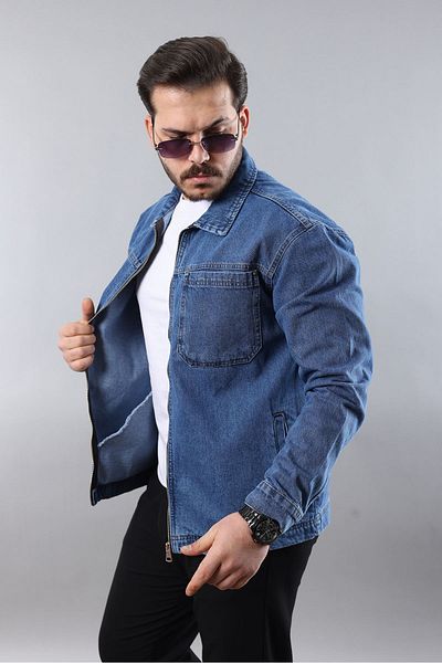 LTC Jeans Мъжко дънково яке с цип, синьо, спортен модел, стандартна кройка