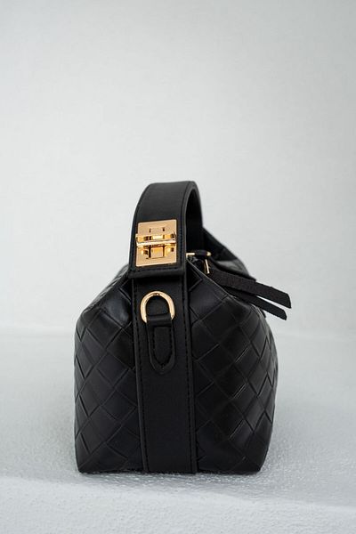 LAMİNTA Geantă de mână pentru femei Blake Black Knitted Pattern