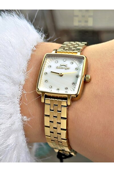 Slazenger Special Design Steel Cord Gold Color Women Wrist Watch 2507.02
