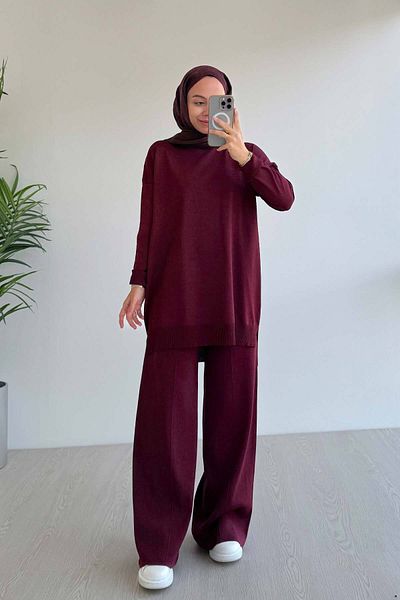 Ka Hijab Claret Red Sparkling Mercerized Set